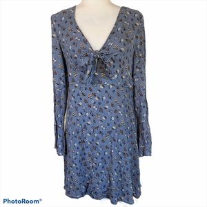Xhilaration Long Sleeve Floral Tie Front Dress L